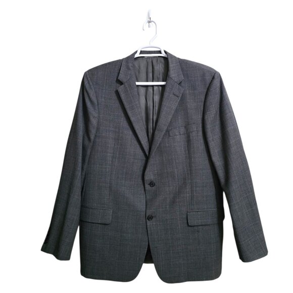 Hickey Freeman Vintage Milburn II Wool Windowpane Single Breasted Blazer Sz 46L - Picture 1 of 14
